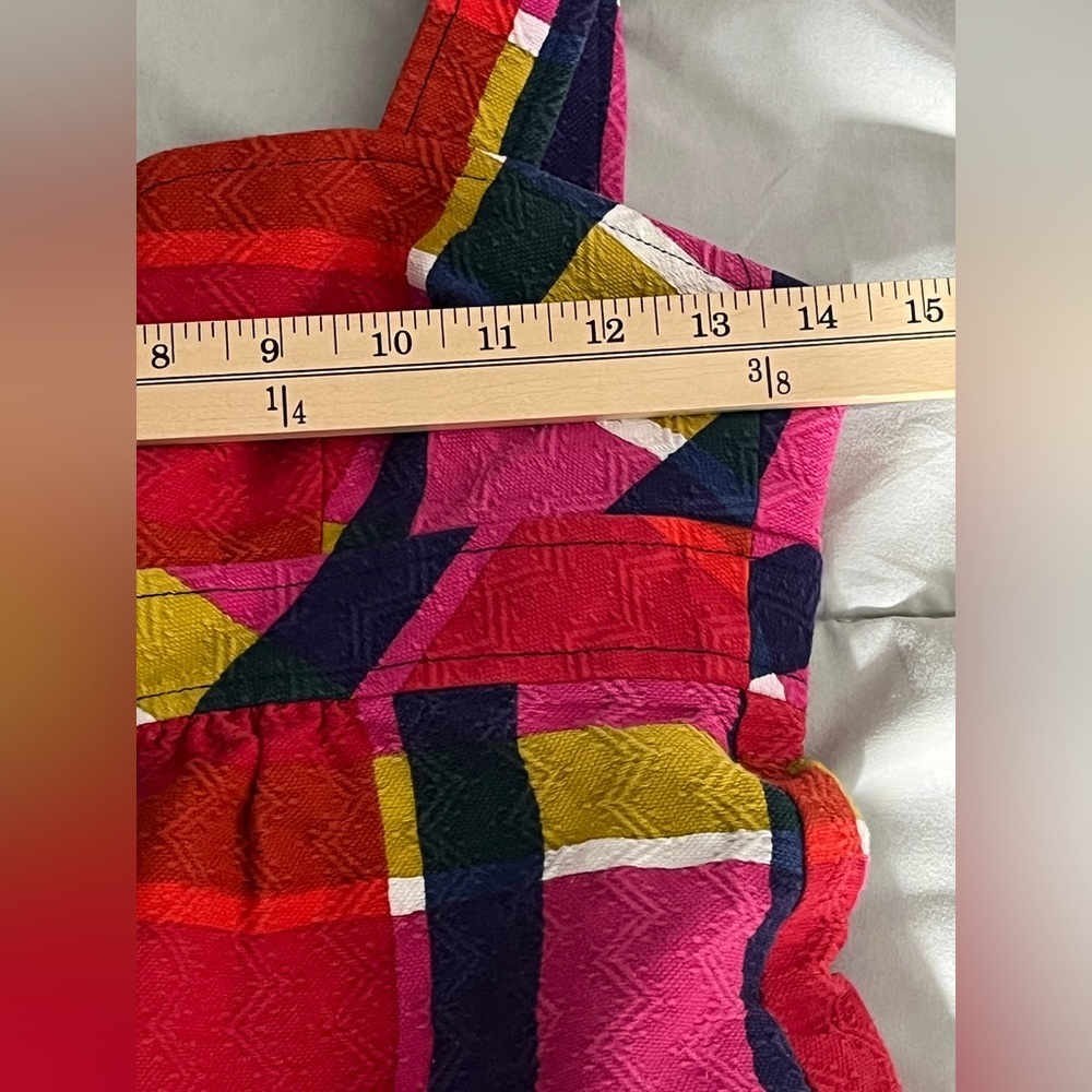 Trina Turk Nanna Dress Multicolor Plaid Sleeveless Adjustable Lined Cotton 0 - Picture 13 of 14